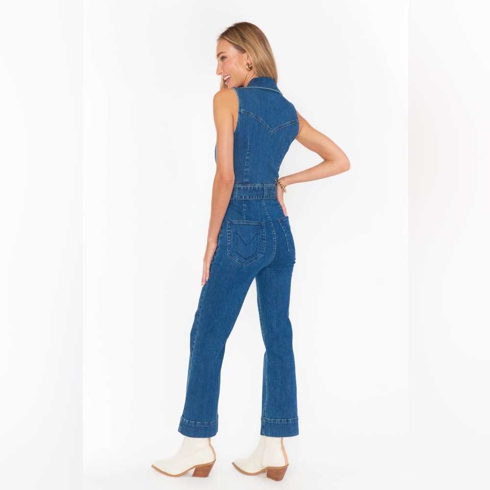 Show Me Your Mumu Denim Jumpsuit - Jacksonville Cropped Jumpsuit size XL - Picture 7 of 16
